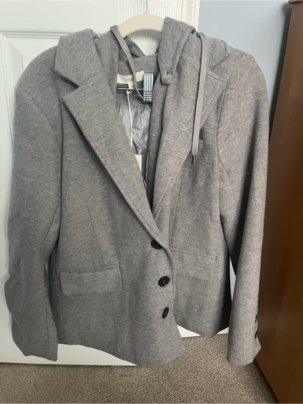 Elan Gray Hooded Blazer Jacket